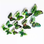 3D double butterflies with magnet, house or event decorations, set of 12 pieces, green color, A11